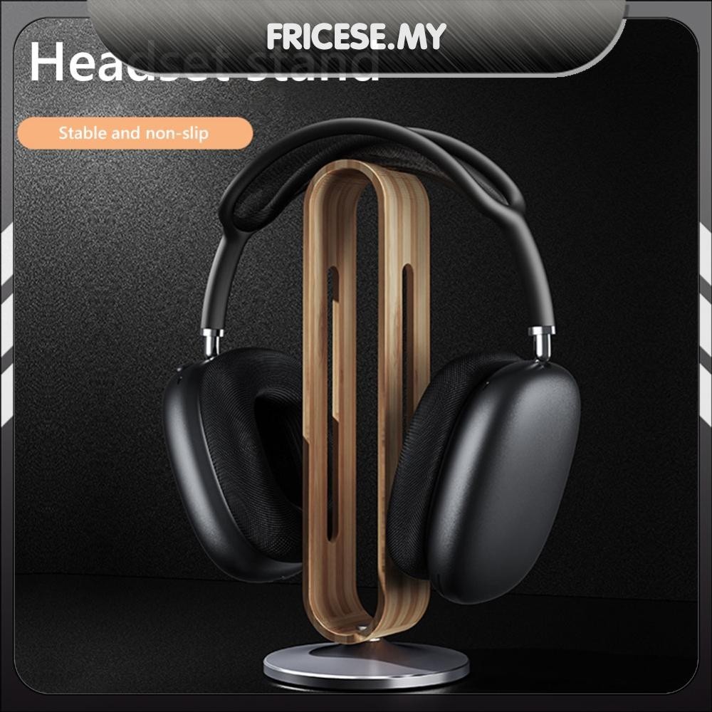 [Fricese.my] Bamboo Wood Aluminum Headphone Stand Headset Earphone Display Hanger Bracket