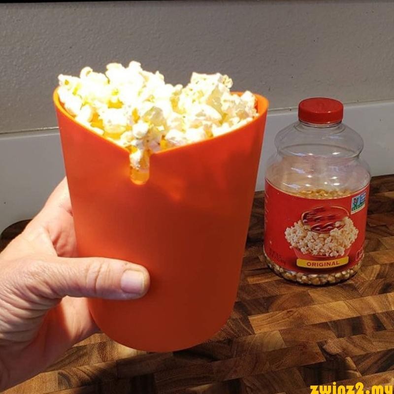 zwinz2 Foldable Household Microwave Popcorn Popper Bucket DIY Maker Silicone Bowl Reusable Container Kitchen Gadget Cook