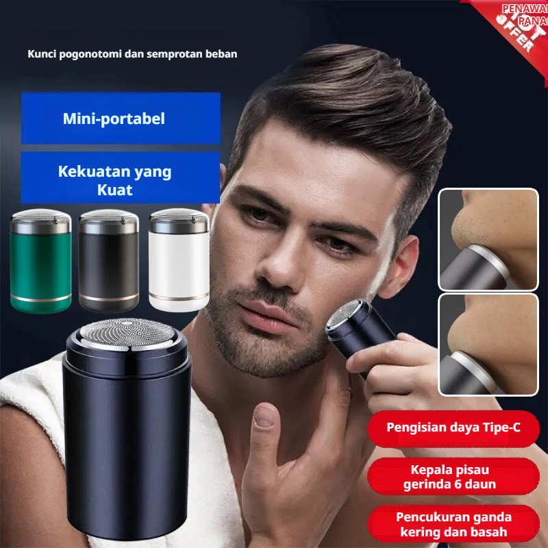 【Hot Products】👍男士电动迷你刮胡刀😁Men's electric mini shaver/portable travel shaver/washable shaver/rechargeable car shaver/multi-head shaver/Electric Mini Shaver Portable/Type-C Charging/6-Leaf Grinding Knife Head/Dry Wet Dual Use Waterproof Razor