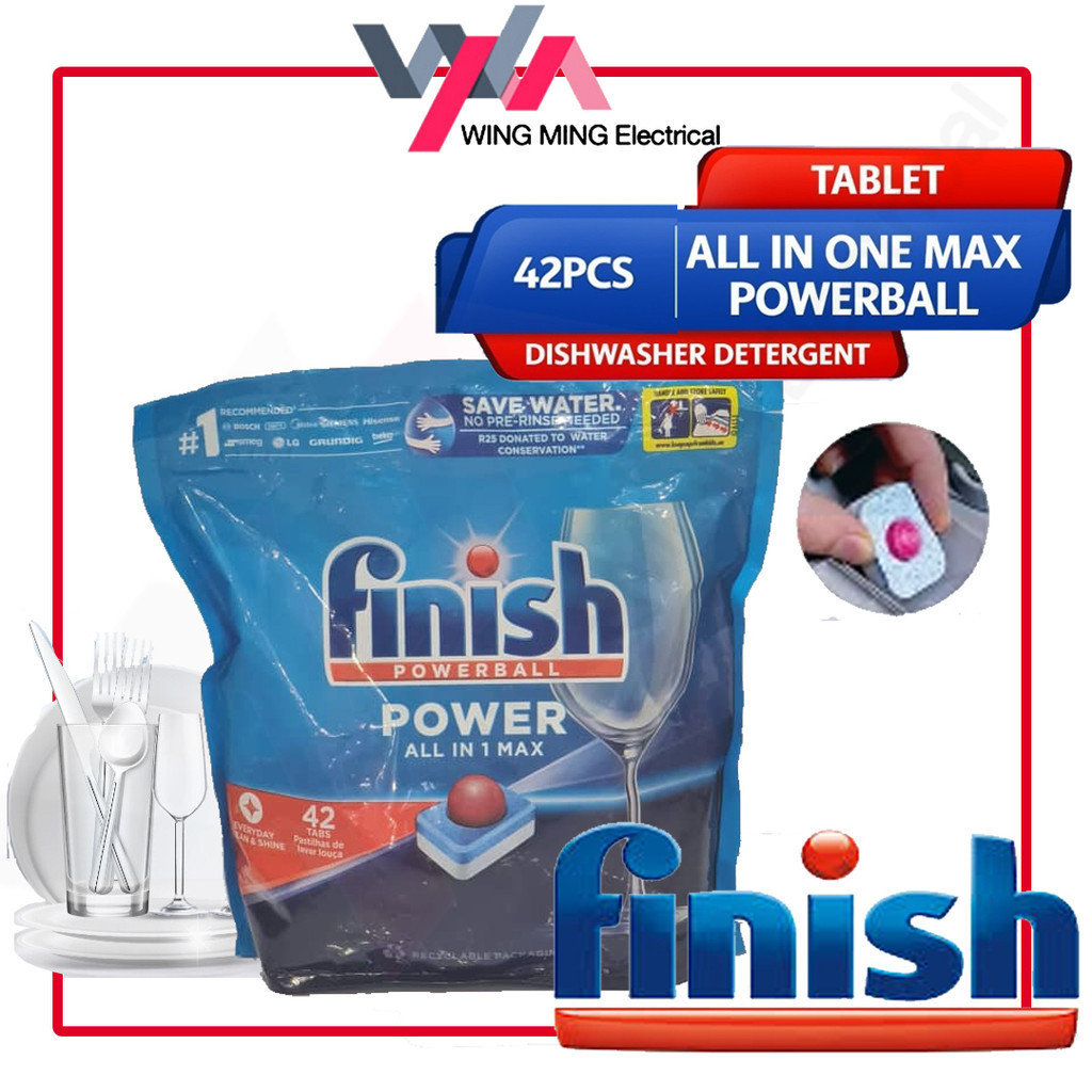 Finish Max 42 Tabs Dishwasher Detergent Tablet All In One / Dishwash tablet Machine bekas sabun basuh pinggan