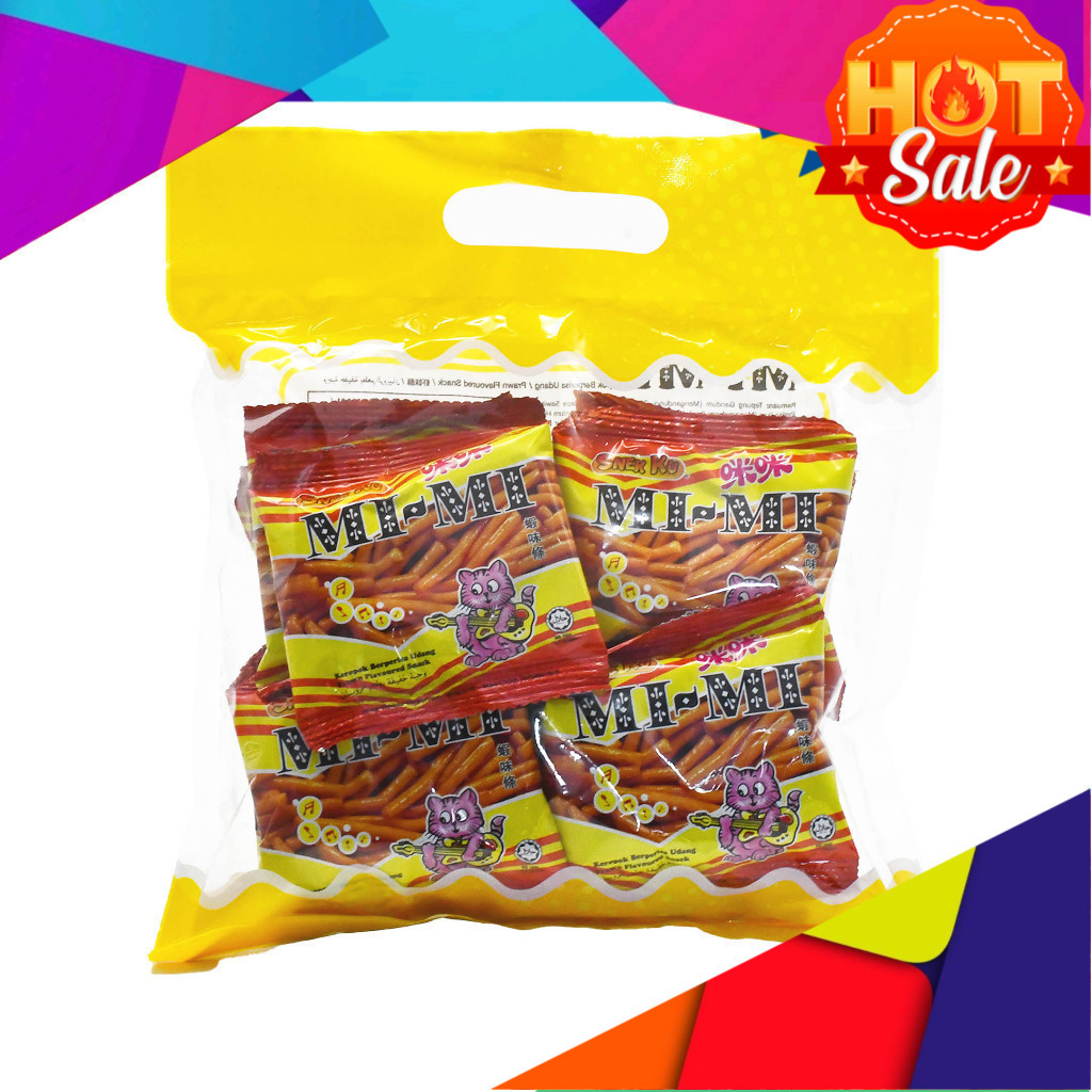 (10pcs) Snek Mee, Snek Ku Mi Mi Prawn Flavoured Snack (10PKTS x 12G)