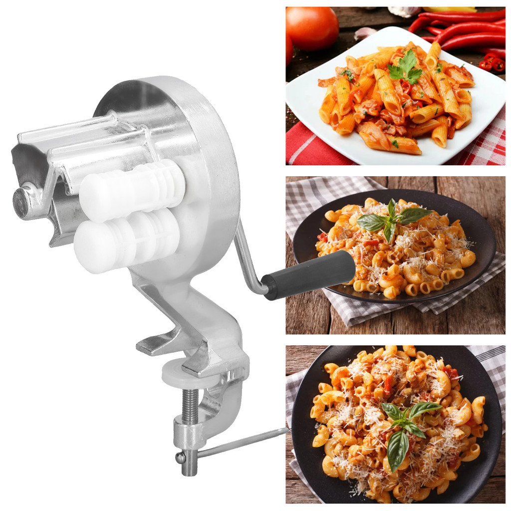 【Local】Manual Pasta Maker Pasta Machine Macaroni Maker Macaroni Machine Aluminium Alloy Silver Portable Hand Cranking Noodles Pressing Machine for Kitchen Restaurant