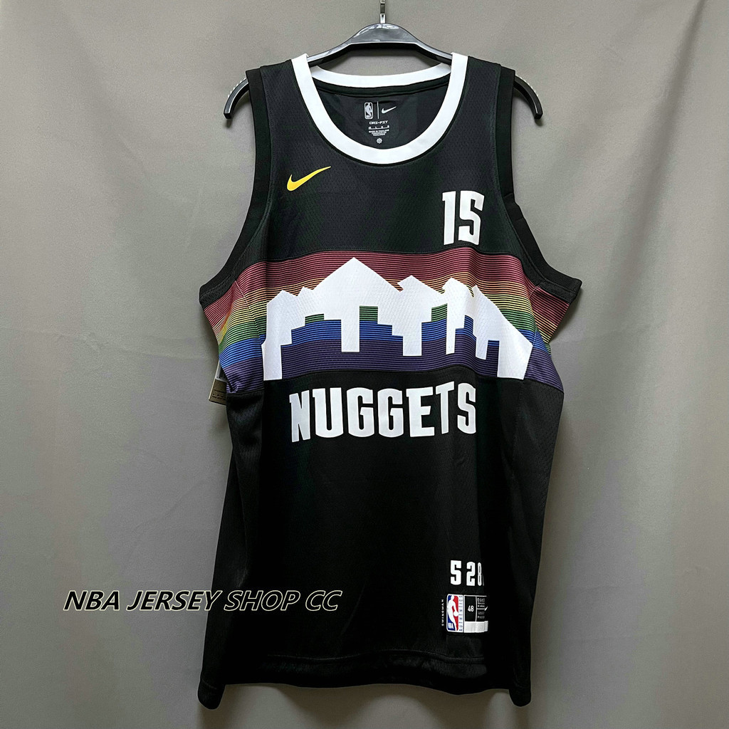 Men's New Original NBA Denver Nuggets #15 Nikola Jokic Black City Edition 2019-20 Jersey Swingman Heat-pressed S