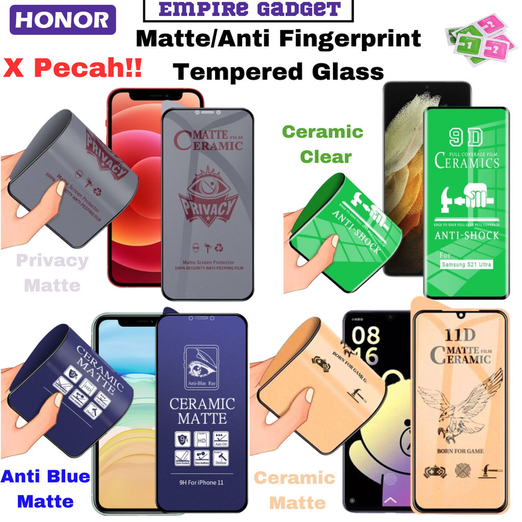 (X PECAH) Skrin Honor 200 Lite,90 Lite,8X,X9B,X9,X8B,X8,X7A,X7B,X7,X6,X5Plus SCREEN PROTECTOR CERAMIC TEMPERED GLASS