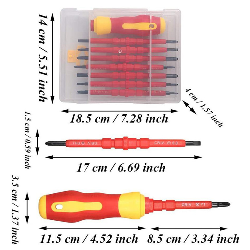 Workshop Build Electrician Repair Tools Kit 13pcs 1000V Changeable Insulated Screwdrivers Set Magnetic Slotted Philli... - Image 3