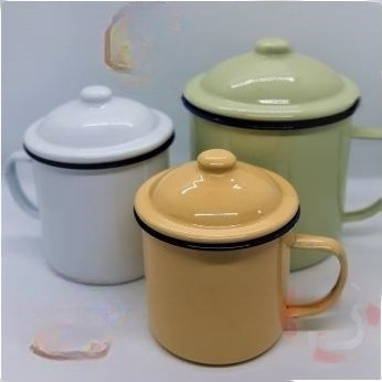 9cm/10cm/12cm Vintage Enamel Mug with Cover Enamel Cups Traditional Nostalgic Vintage Mug / Enamel Mug/Koleh Ayan