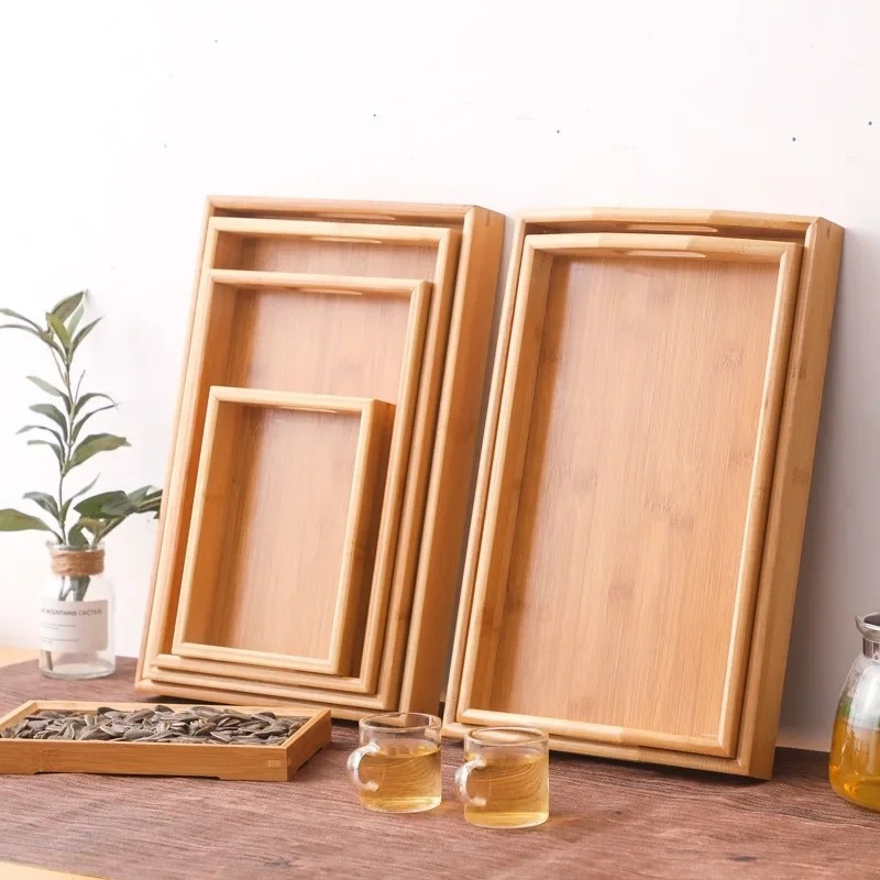 Bamboo Tray Rectangle Wooden Tray With Handle Tea Tray Party Talam Dulang Tray Kayu Talam Kayu