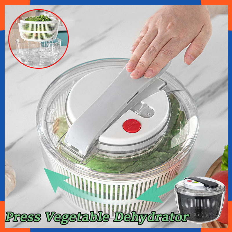 Rotary Salad Spinner Dehydrated Machine Manual Salad Dehydrator Vegetable Colander Water Drain Basket 蔬菜沙拉脱水器