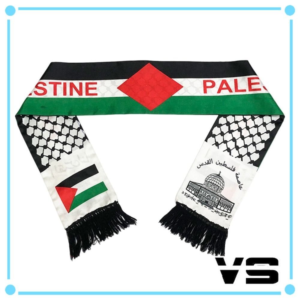 VS_ Polyester MAFLA fibre Palestine Flag Scarf Satin Printing Palestine National Flag Neckerchief Creative Palestine Ban