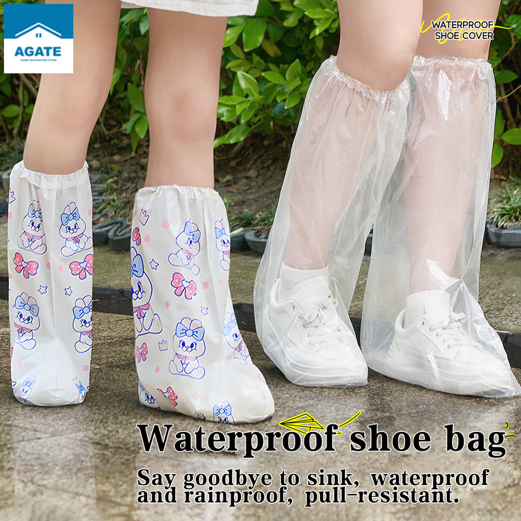 Disposable Shoe Cover Waterproof Rain Overshoes Thick Rain Shoe Cover Lengthen Ankle to Knee for man woman kids