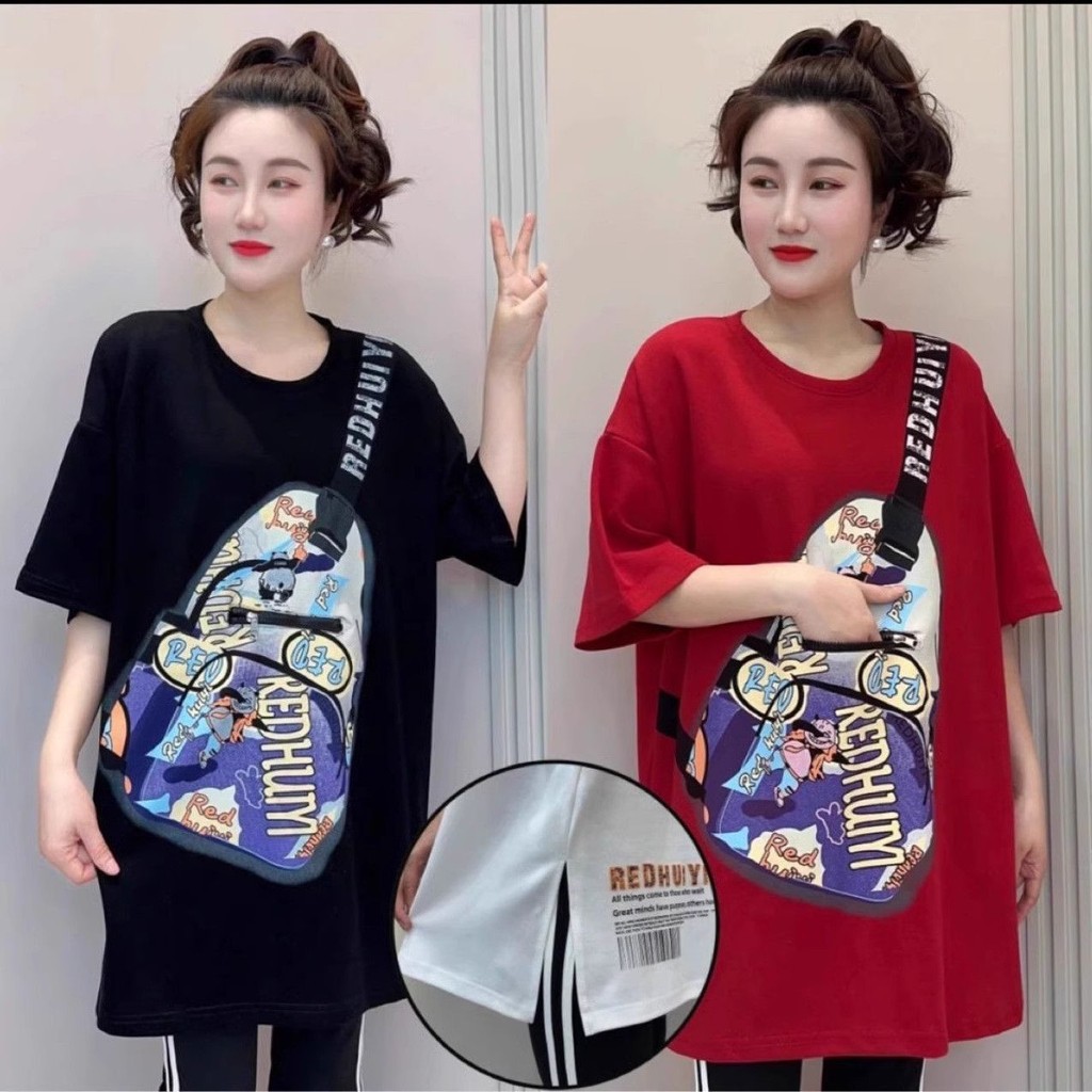 快速出货 顯瘦 時尚 休閒 上衣女 300斤大码印花短袖T恤女夏季新款中长款宽松显瘦时尚休闲上衣 Fast Shipping 150kg Large Size Printed Short-Sleeved T-Shirt Women Summer New Style Mid-Length Loose Slimmer Look Fashion Casual Top