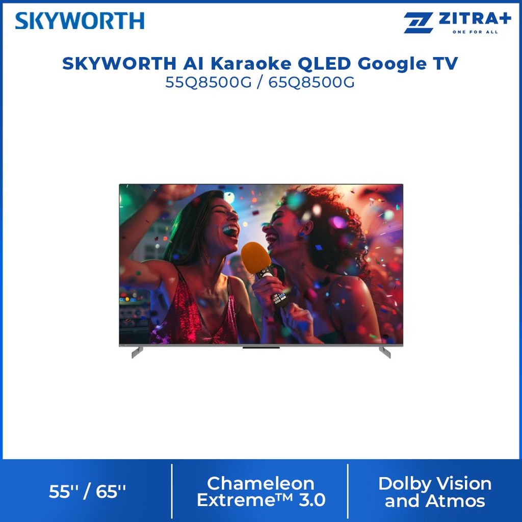 SKYWORTH 55 INCH 55Q8500G AI Karaoke QLED+ Google TV Televisyen
