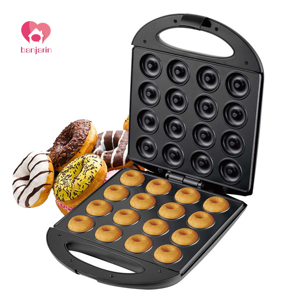 Banjarin  One-step Donut Maker Kitchen Supplies 16-hole Mini Donut Maker Machine with Non-stick Surface Easy to Use Dishwasher Safe Eu Plug Perfect for Homemade Donuts