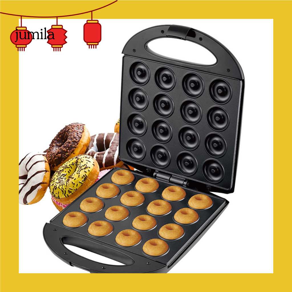 [JU] Kid-friendly Donut Machine Mini Donut Maker Tool Easy-to-use Mini Donut Maker Machine with Non-stick Surface 16 Holes Dishwasher Safe 1400w Perfect for Homemade Donuts