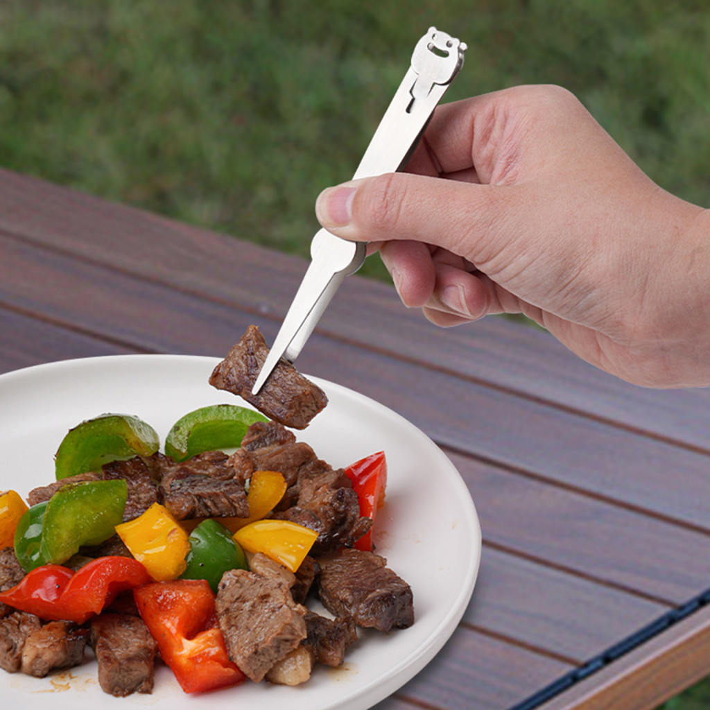 Reusable Food Skewers Removable Mini Food Clip Stainless Steel Fruit Forks Heat-resistant Mini Food Clip for Bbq Cooking Reusable Dishwasher Safe Skewers