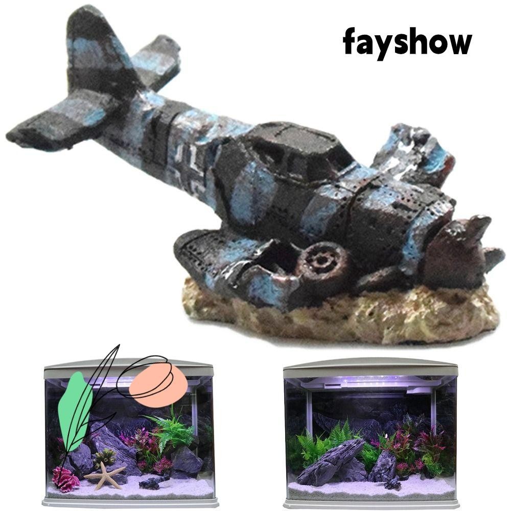 FAYSHOW Airplane Wreck Aquarium Ornament, Landscape Making Resin Fish Tank Decorations, Creative Eco-Friendly Craft Miniature Mini Plane Wreckage Figurine Aquarium