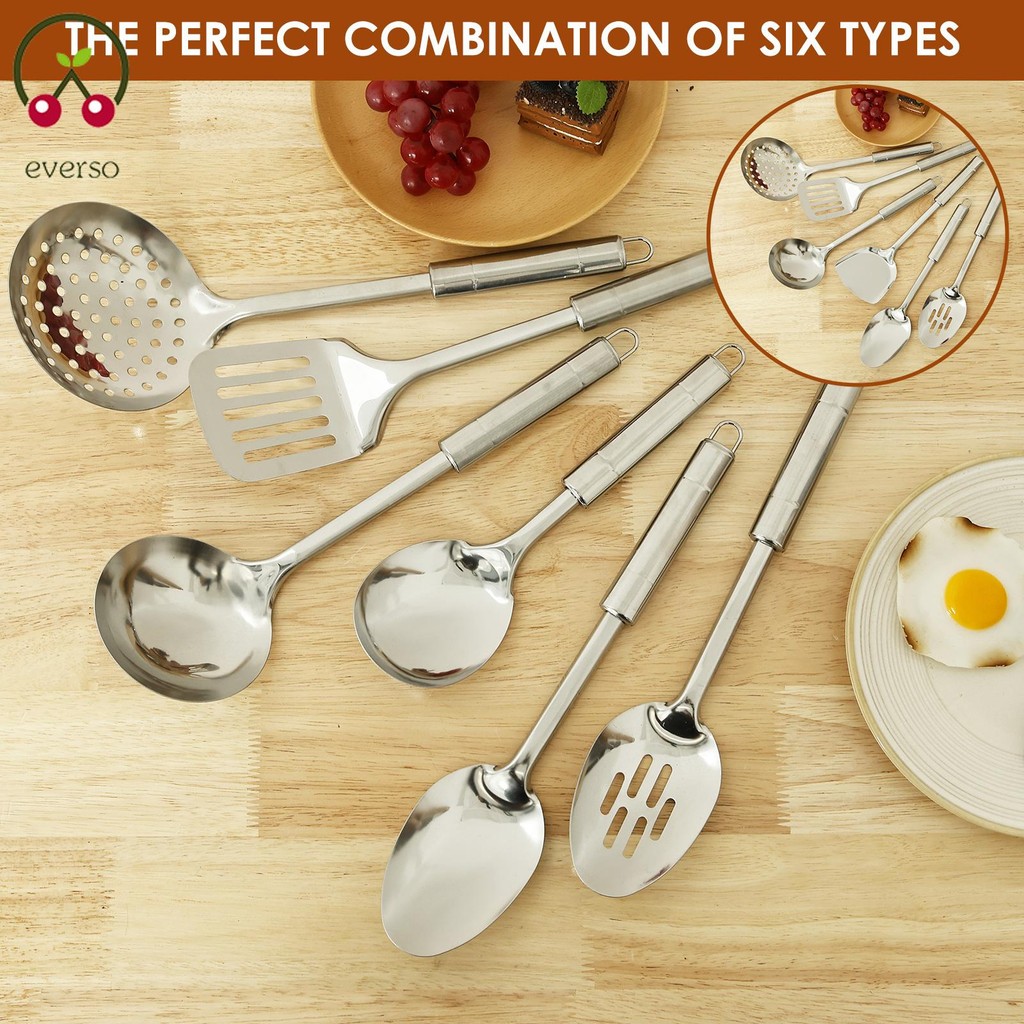 6 Pcs Cooking Utensils Set Rustproof Kitchen Utensil Set Space Saving Wok Utensils Set Practical Kitchen Cooking Utensils Set SHOPTKC5224