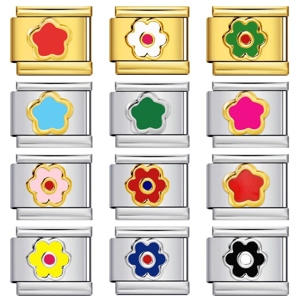 Colorful DIY Watch Chain Italian Module Bracelet Titanium Steel Plated Gold Elastic Splicing Bracelet