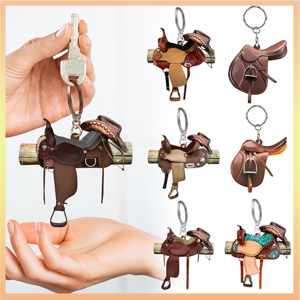 Horse Charm Cowboy Saddle Shape Pendant Creative Saddle Acrylic Charms Decoration Personalized Gift Horses Western Cowboys