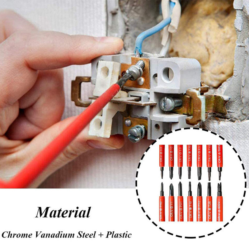 Workshop Build Electrician Repair Tools Kit 13pcs 1000V Changeable Insulated Screwdrivers Set Magnetic Slotted Philli... - Image 2