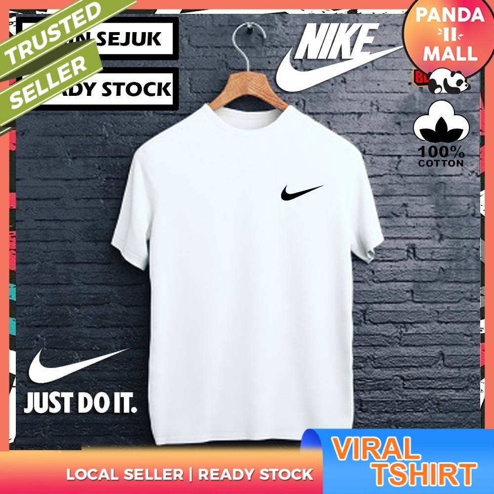 PANDA CLOTHING NIKE 100% Cotton Tshirt T Shirt Streetwear Round Men Women Unisex Baju Lelaki Wanita Perempuan