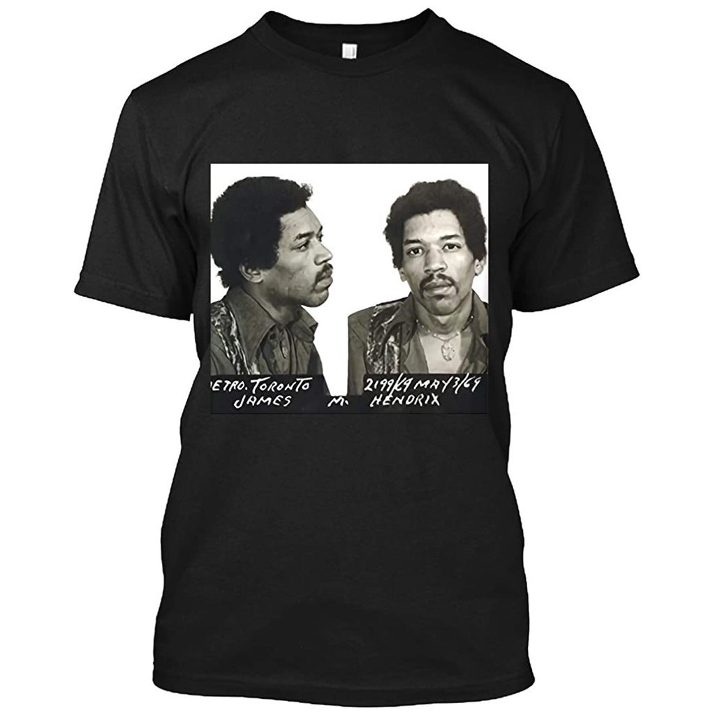 Tyerukoky Store Gbond Apparel Jimi Hendrix Arrested Police Mugshot 1969 Photo T For Black cotton