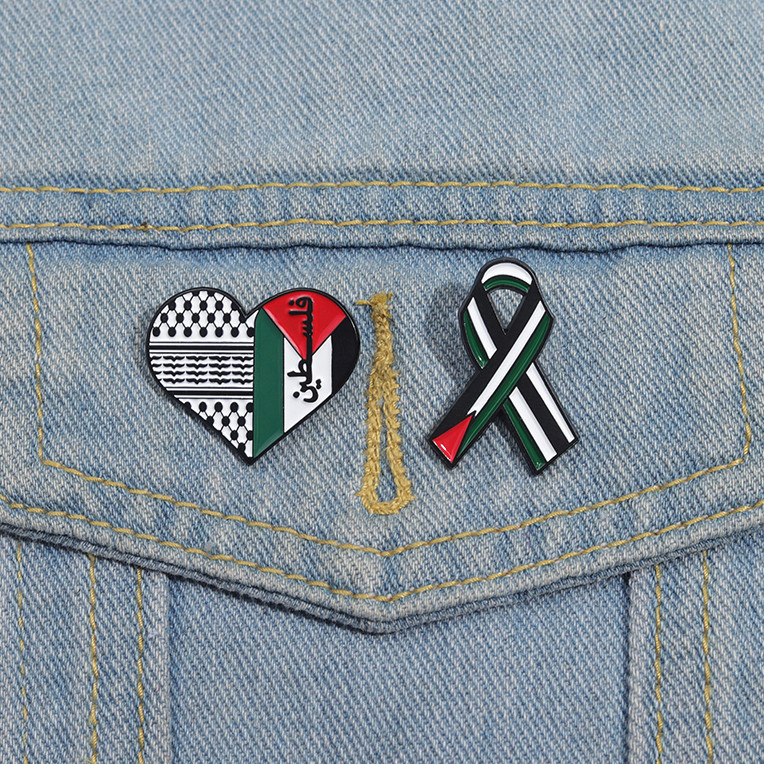 Palestine Heart Enamel Pin Ribbon Brooch Love and Peace Badge Clothing Accessories Jewelry Gift
