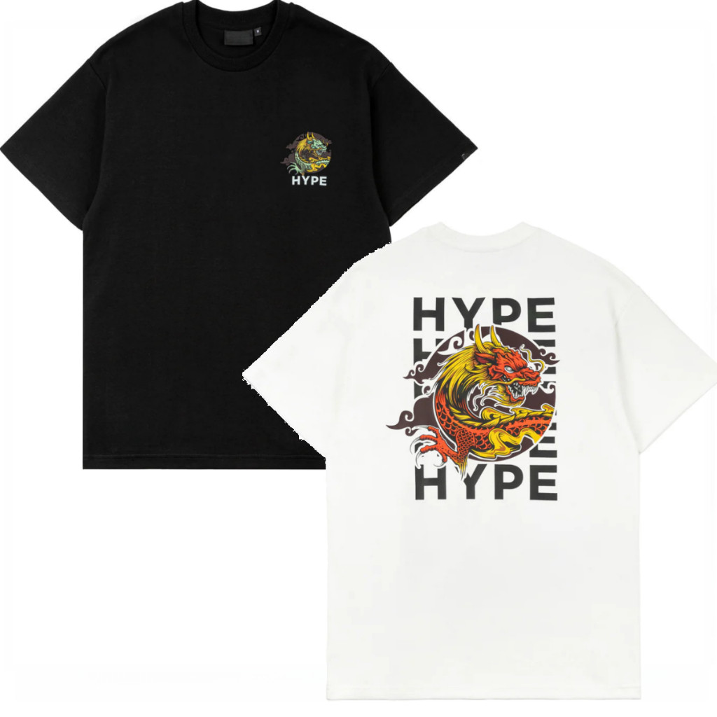 Fashion Kaos HYPE Limited Print Crewneck T-shirt for Men and Women Trend Loose All-matching Cotton Top Tee