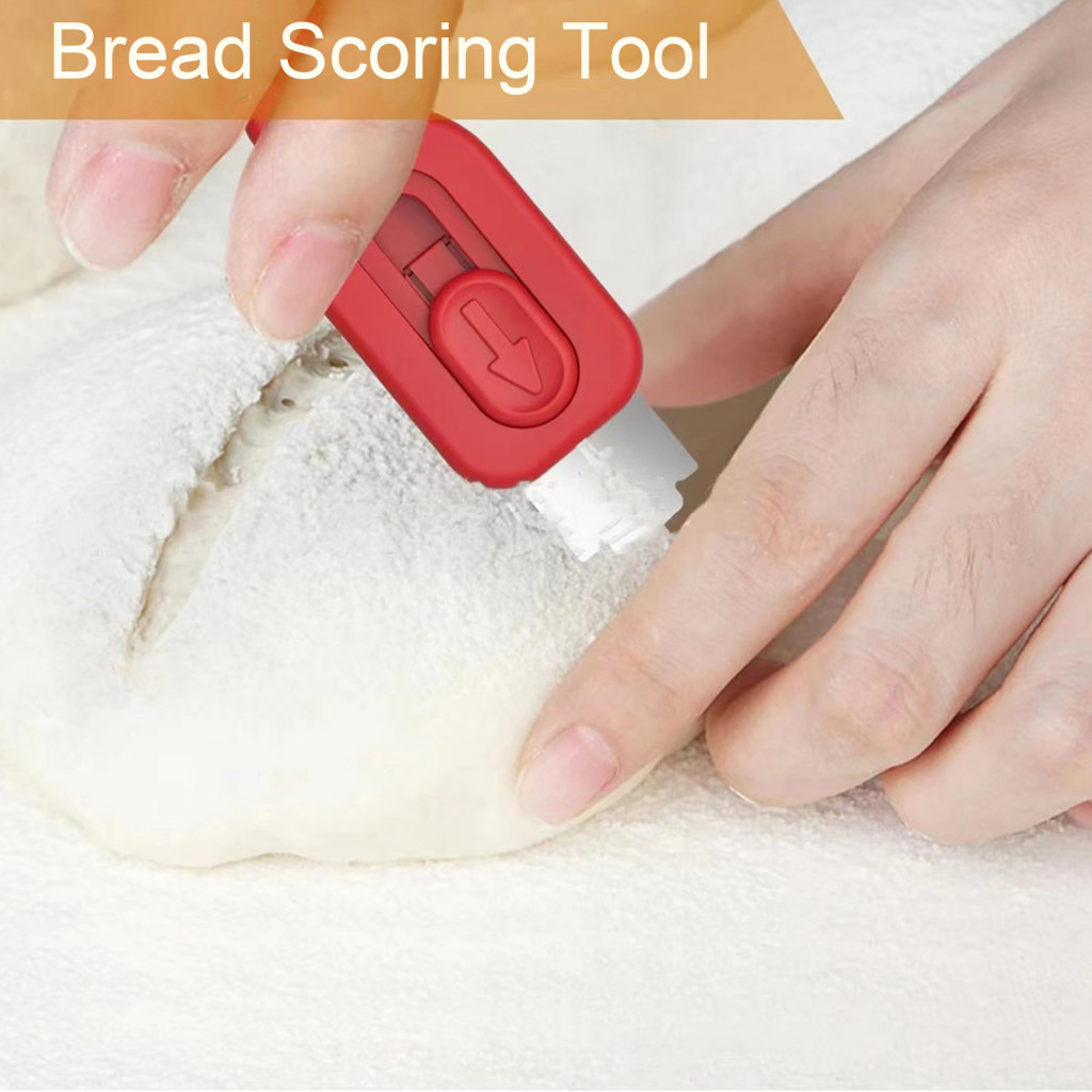 cowboy|  Dough Cutter Bread Knife with Push-pull Design Easy-to-use Bread Cutter for Sourdough Baking Ergonomic Grip with 5 Razor Blades Magnetic Dough Scoring Tool Bread Making