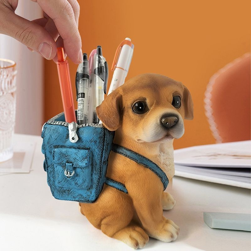 Cute Puppy Pen Holder Ornaments Desk Decoration Student Stationery Children's Day