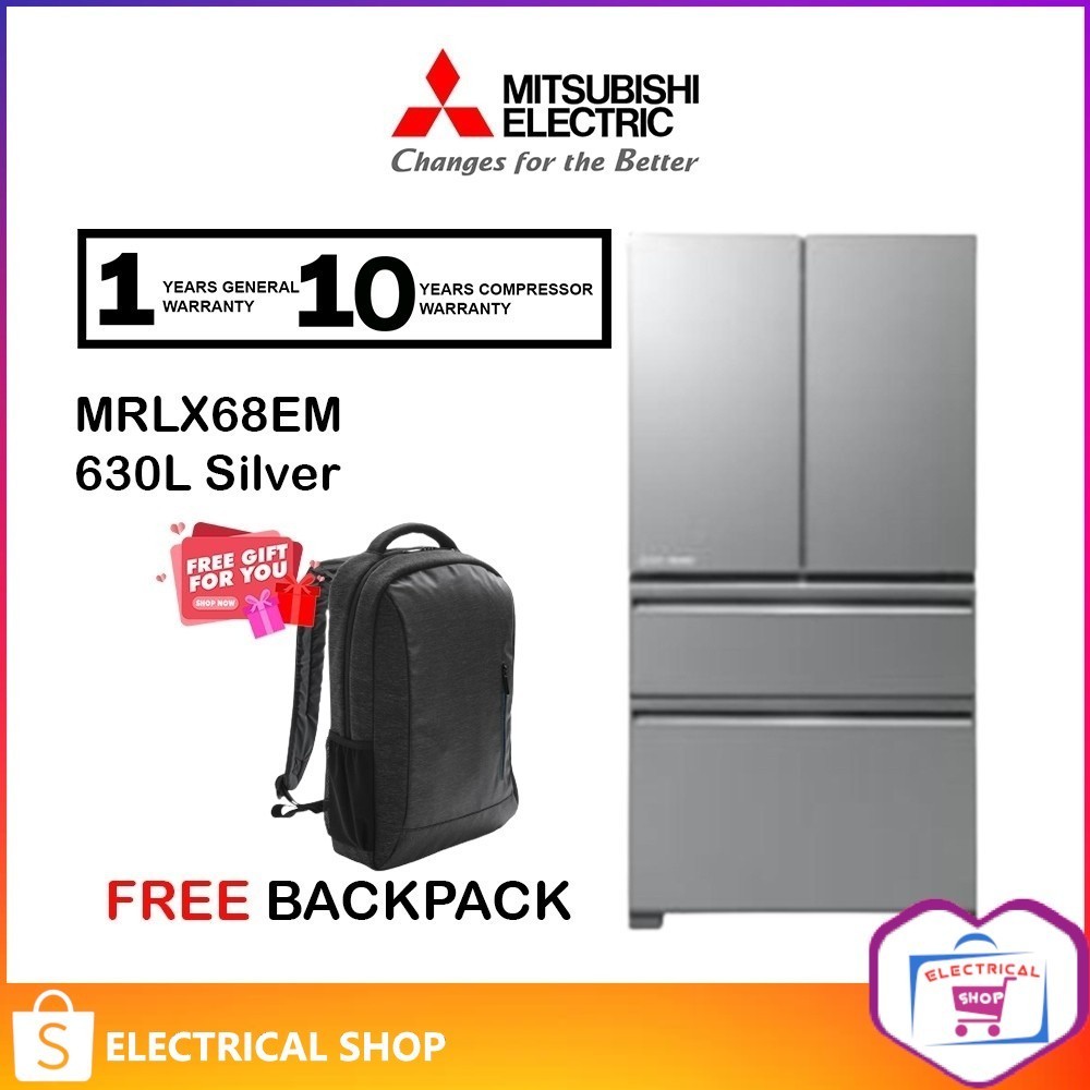 Mitsubishi Refrigerator MRLX68EM 630L Fridge (Silver) MR-LX68EM (FREE BACKPACK)