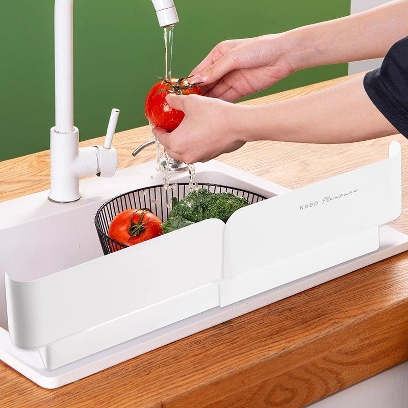 Sink Baffle Rack Kitchen Sink Dishwasher Side Splash-Proof Water-Washing Vegetable Sink Countertop High Storage Water B