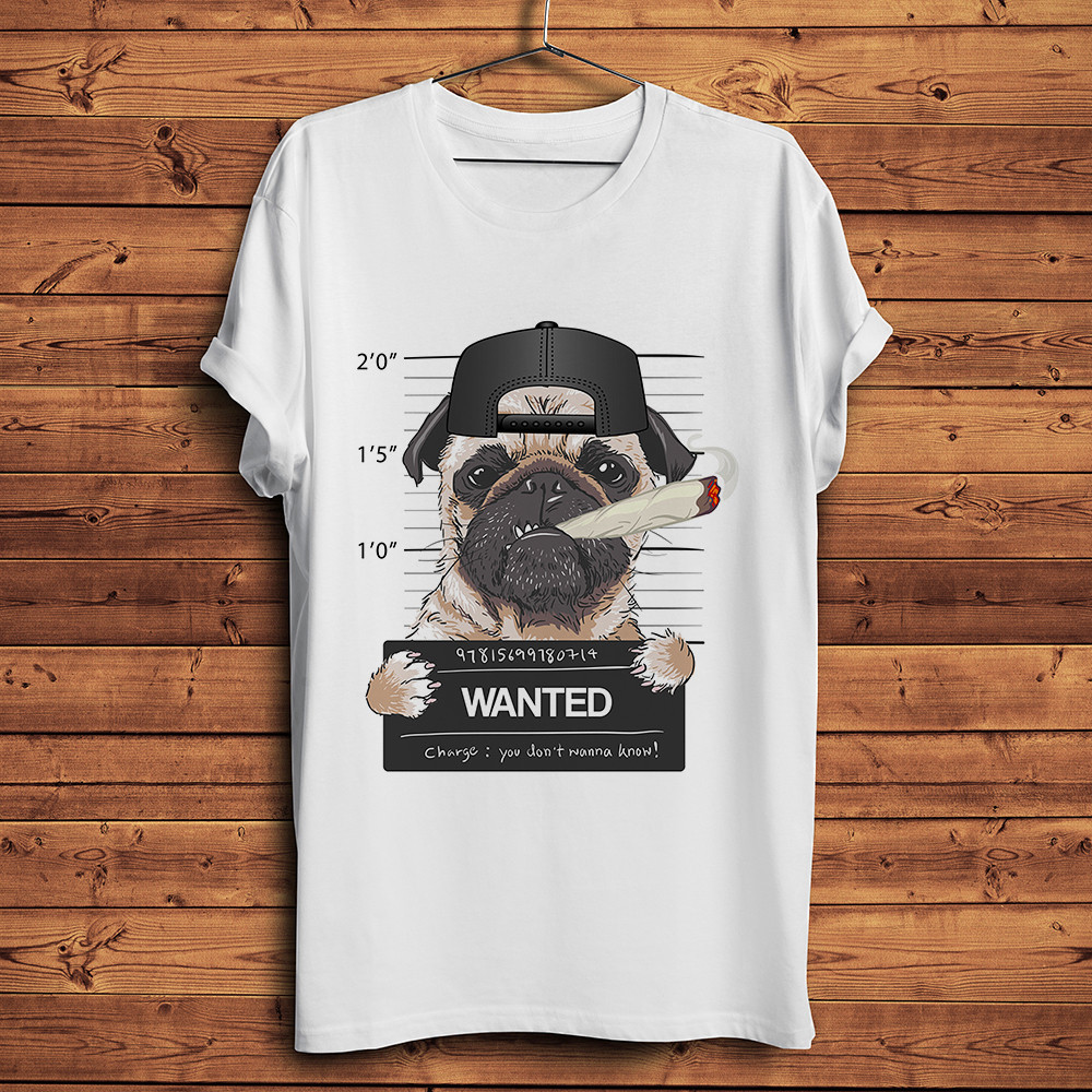 Arrested Bad Wanted Pug dog funny geek t shirt homme new white short sleeve men casual tshirt unisex hipster streetwear tee