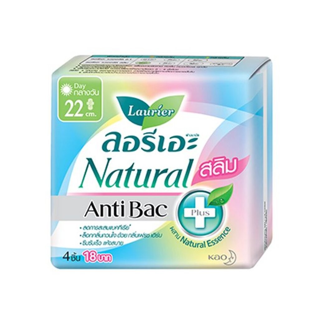Laurier Sanitary Napkin Natural Slim Anti Bac (22 CM-4 PCS)
