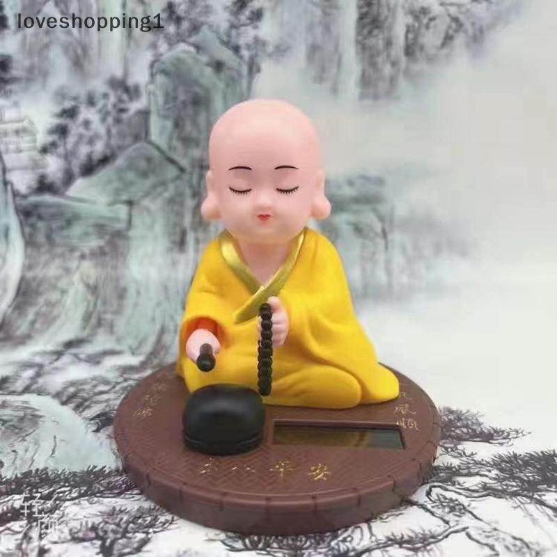 loveshopping1 1PC Car Dash Board Home Office Decoration Solar Powered Bobble Shaking Dancing Buddhist Monk Figurines Statues