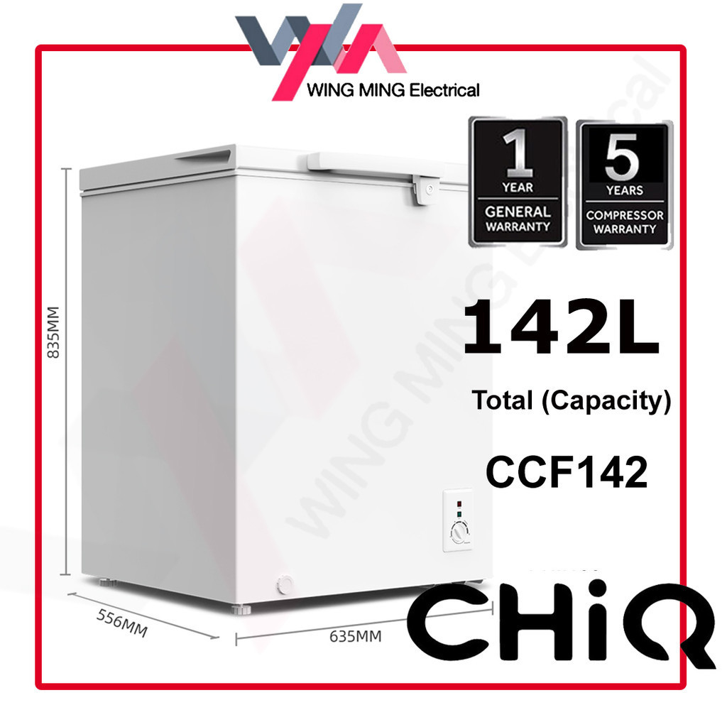 CHIQ 142L Chest Freezer Refrigerator 1 Door/Peti Beku 1 Pintu (CCF142) Peti Beku Freezer Murah/Fridge/冰箱冰柜