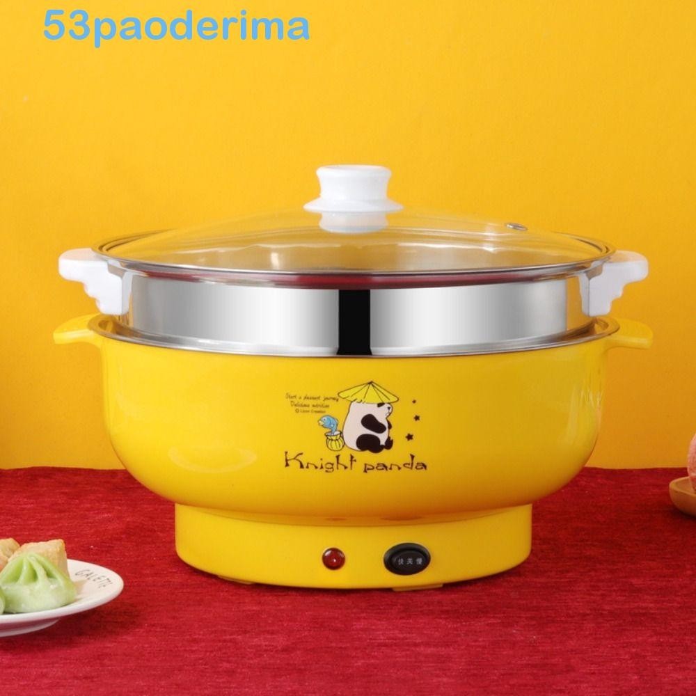 PAODERIMA Electric Pot, Double Layer Stainless Steel Multi-functional Electric Cooker, Steaming Rice Steam Pot Non-stick Mini Hot Pot Cooking