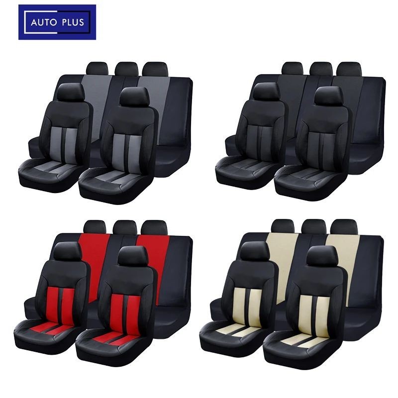 AUTO PLUS Universal Size Pu Leather Car Seat Covers Fit For Most Car Suv Truck Vans Car Accessories Interior Seat Cushion Cover