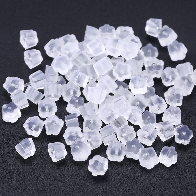 100pcs/lot 3x5mm flower shape Earring Backs Ear Studs Back Soft Silicone Rubber Bullet Ear Plugging cap fit Earring making DIY
