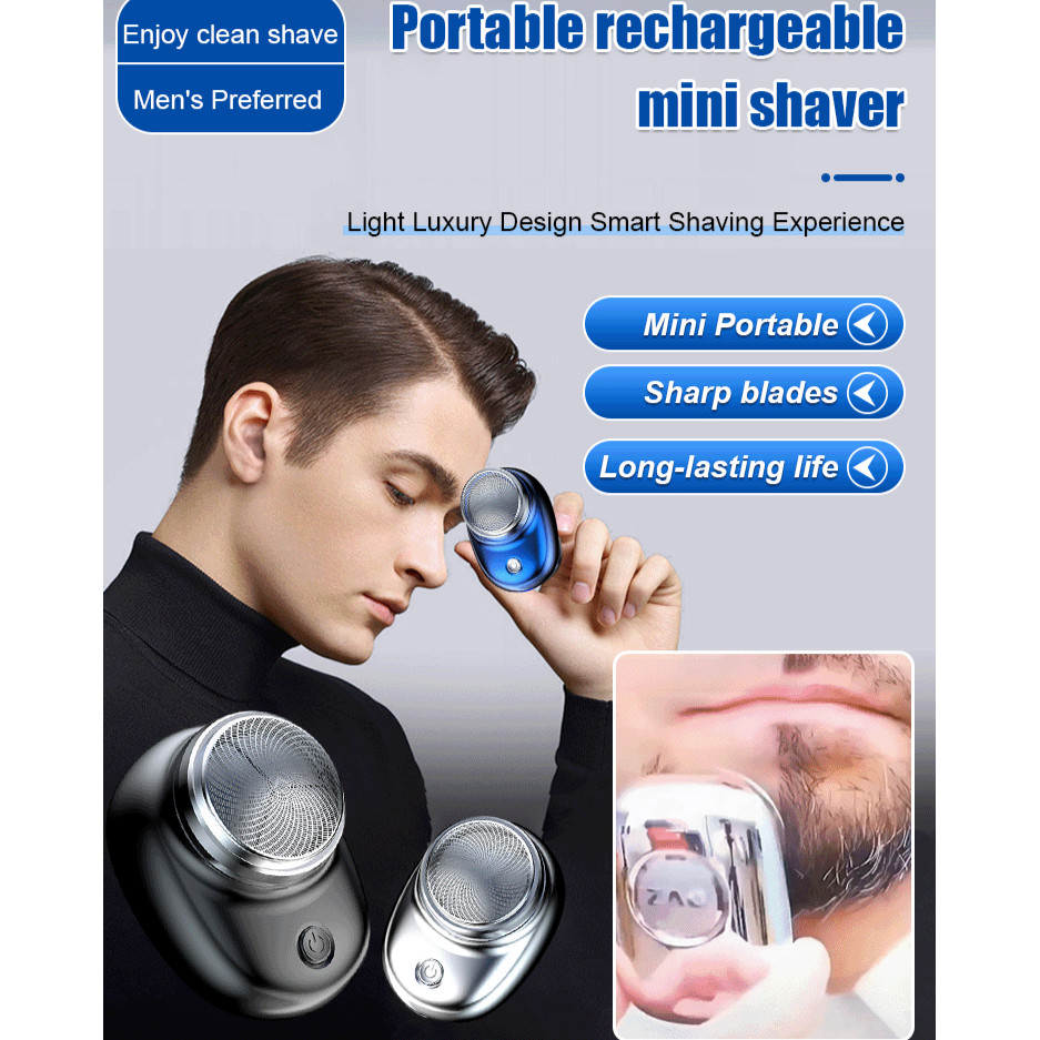 Ultra-Long Battery Life[Portable Rechargeable Mini No Stubble Razor]德国精工科技剃须刀Mini Electric Shaver/USB TravelBeardTrimmer