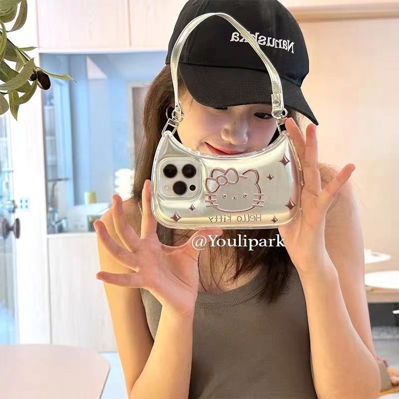 Ins Style Handbag Cartoon Hello Kitty iPhone Phone Case Suitable for iPhone 15 Pro Max 14 Plus 13 XR 7 8 Plus XS Max 12 11 Apple Phone Case Niche Anti-Drop Protective Cases