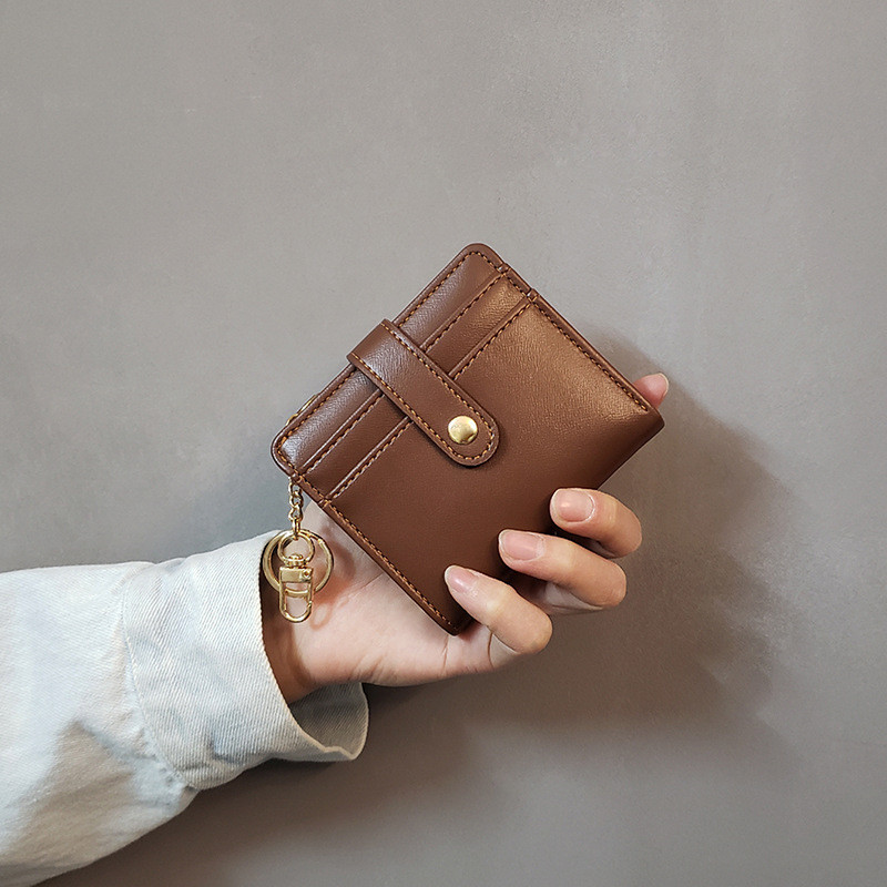 Ins New Simple Women Short Wallet Genuine Leather Multi-card Wallet Retro Student Wallet Key Coin Purse Card Holder