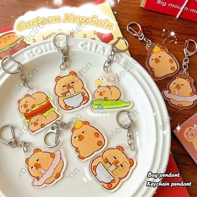 1/3pcs Cartoon Cute Capybara Keychain,creative Bag Pendant Decoration,acrylic Cartoon Key Chain Bag Pendant Decoration,schoolbag Pendant Student Supplies Election