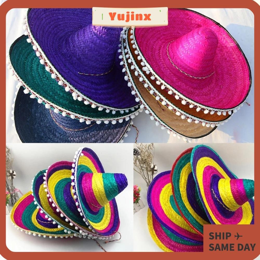 YUJINX Mexican Party Hat, Colorful Wide Brim Halloween Straw Hats, Summer Sombrero Decor Party Sun Hat Women