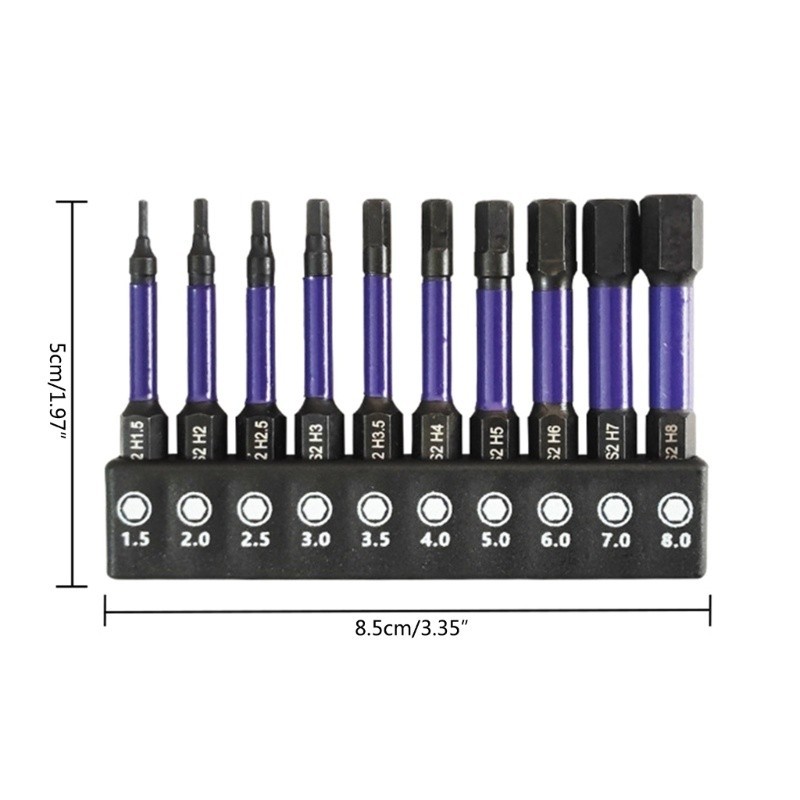 Quality Reliable POP 10Pcs Impact Allen Screwdriver Bit Magnetic Hex Key Socket Set Versatile - Image 2
