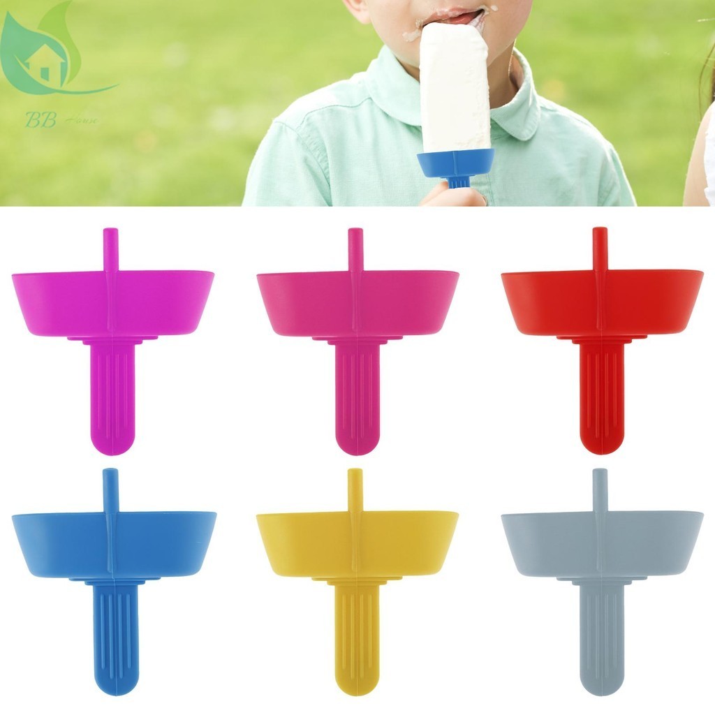 6 Pcs Drip Free Popsicle Holders Silicone Popsicle Holder Reusable Mess Free Ice Pop Stick Holder with Built-in Straw Dishwasher Safe Popsicle Stick Holders SHOPQJC5858