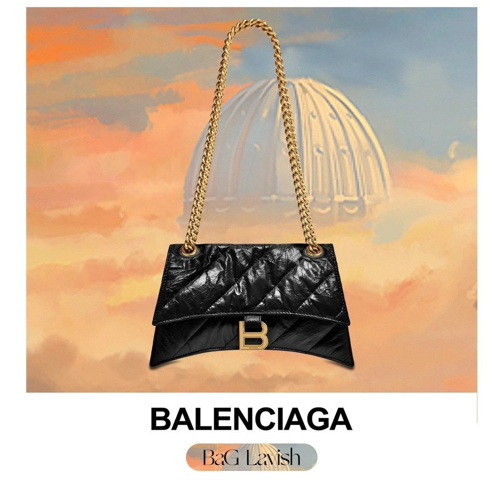 Balenciga Hot-selling New Style Crush Large Medium Small Size 31 Chain Bag Hourglass Bag Calfskin Genuine Leather Oil Wax Leather Multicolor Crocodile Pattern Black White Silver Graffiti Hand-Carrying Cross-Body Shoulder Armpit Bag Pillow Bag New Product