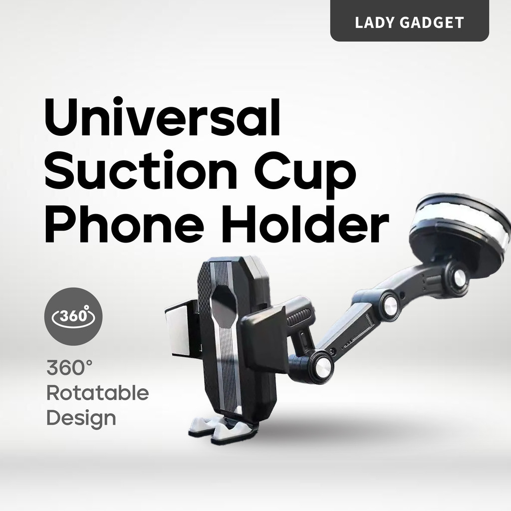 Universal 360° Long Neck Car Mount Phone Holder Mobile Stand with Silicon Sucker With Strong ABS Silicon Base JX-036