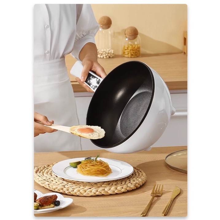 4L Long Handle Smart & Multifunction Electric Skillet Frying Pan Rice Cooker Soup Pot 电力不粘炒锅汤锅