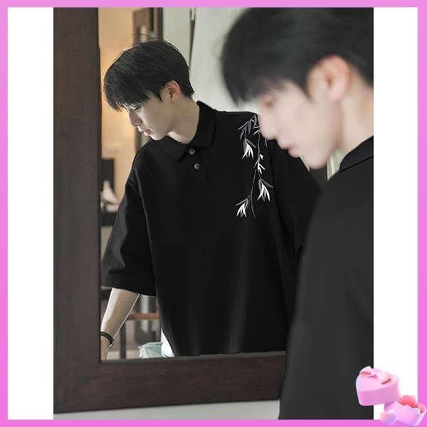 baju t shirt lelaki berkolar baju t shirt lelaki Baju polo bahu hitam lelaki berbaju kemeja lengan pendek lelaki kacak mewah dengan kolar separuh lengan poli